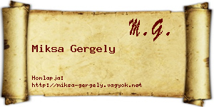 Miksa Gergely névjegykártya